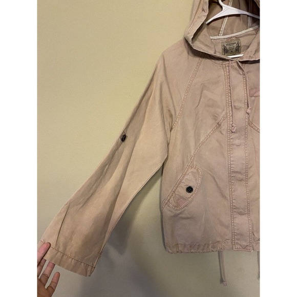 Ruff Hewn Woman’s jacket cargo Pockets Dusty Pink Canvas Button Up Coat Sz M - Picture 2 of 7